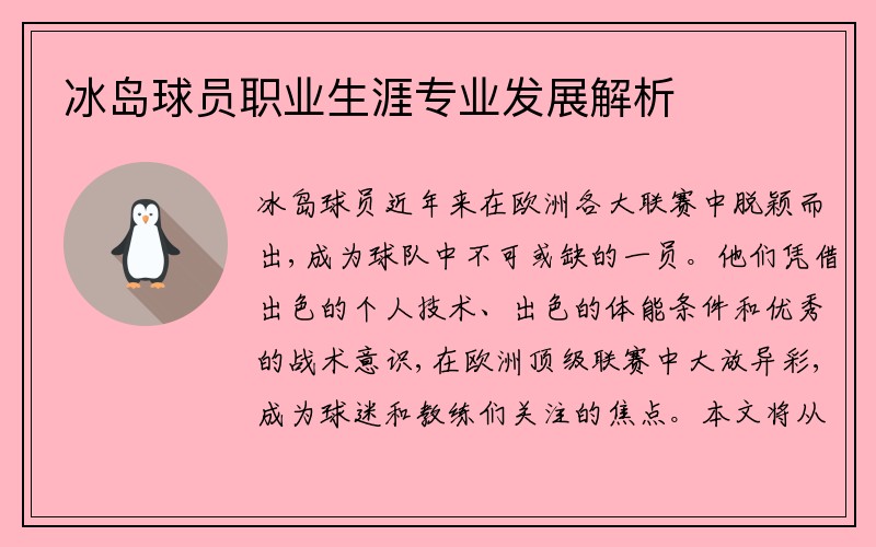 冰岛球员职业生涯专业发展解析